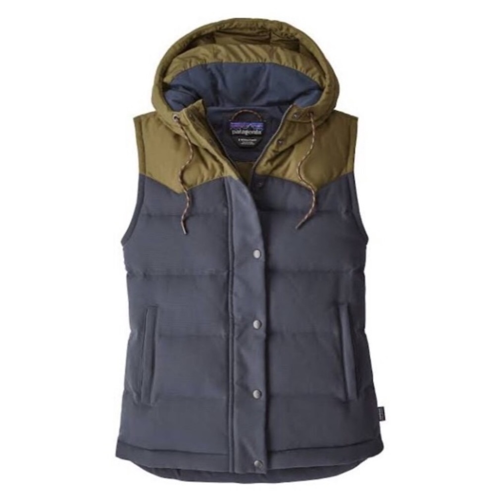 Patagonia Bivy Hoody Down Vest blue green small